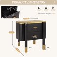 thumbnail image 2 of Contemporary 2 Drawers Nightstand With Curved Profile Design, Bedside Table With Metal Feather-Shaped Handles And Exposed Legs, End Table For Living Room And Bedroom, Easy Assembly, Black, 2 of 15