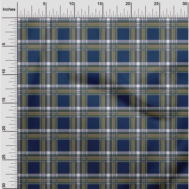 oneOone Cotton Cambric Fabric Tartan Check Printed Craft Fabric BTY 56 Inch Wide