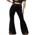 thumbnail image 1 of Women Velvet Flared Trousers  Solid Color High Waist Wide Leg Long Pants, 1 of 5