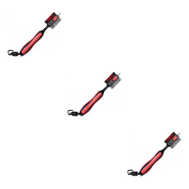 QualitChoice Double Face pour Brosse de Nettoyage de Club de Golf Outil Réutilisable d'Entretien des Taches avec Rainure à l'Extérieur Accessoires d'Entraînement Rouge 3Set