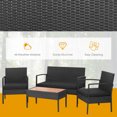 thumbnail image 4 of Costway 4PCS Patio Rattan Furniture Set Cushioned Chair Wooden Tabletop Black, 4 of 9