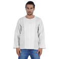 thumbnail image 1 of Atasi Kurta à Manches Longues pour Hommes en Coton Slub Uni à Col Rond Chemise Ethnique-6634, 1 of 7