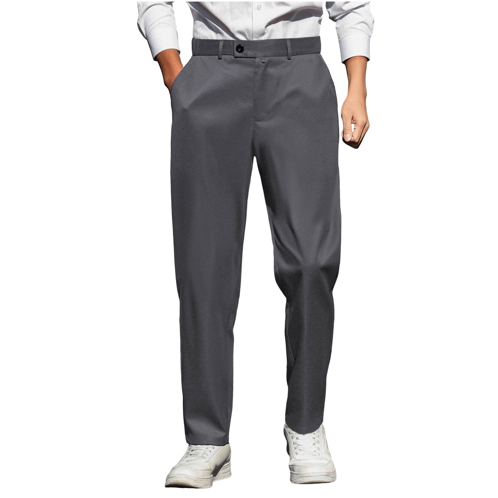 RXMEKW Elastic Waist Straight Leg Pants for Men with Drawstring