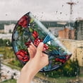 thumbnail image 2 of Privacy Stained Glass Window Film - Round Colorful Hummingbird Design - Static Cling, Non-Adhesive, Decorative Home Sticker - 25.4 x 25.4 cm - Color: Hummingbird, 2 of 8