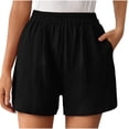 thumbnail image 1 of Timegard Womens Shorts Summer Casual Straight Leg Elastic Waist Solid Color Comfy Shorts with Pockets, 1 of 7