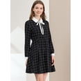 thumbnail image 2 of INSPIRE CHIC Women's Peter Pan Collar Contrast Retro Plaid Dress, 2 of 6