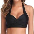 thumbnail image 1 of yievot Haut de Bikini pour Femme Mode Femme Aguichant Maillot de Bain Multicolore à Dos Nu Froncé Taille Haute Hauts de Bikini, 1 of 4