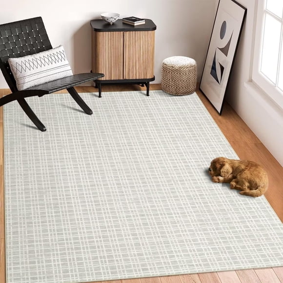 Tapis Lavable Antidérapant Tapis Moderne à Carreaux Tapis Doux en Fausse Laine Tapis de Sol Intérieur Tapis Contemporain à Motif à Carreaux Tapis Jeté Qui Ne Perd Pas Ses Fibres pour Chambre Salon Salle à Manger Bureau