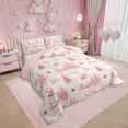 thumbnail image 2 of Ensemble de Literie de Noël Rose Format Grand Lit, Ensemble de Couette Village de Sapins de Noël pour Enfants Filles, Ensembles de Literie de Noël Beige, Couette Imprimée Reindeer Rabbit Mignonne, Réversible, 2 of 7