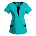 thumbnail image 2 of T-shirts pour Femmes, Chemise à Manches Courtes Décontractée, Col en V, Hauts pour Femmes, Bleu S, 2 of 4