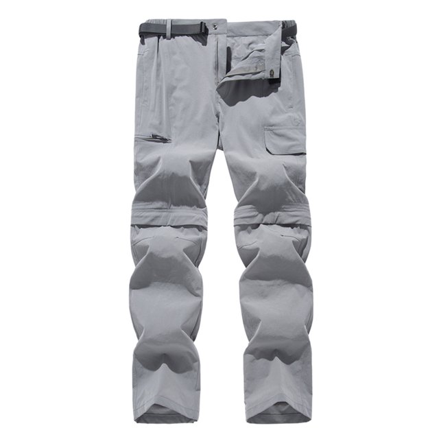 HKEJIAOI Cargo Pants for Men Men Solid Casual Button Zipper Belt Quick-drying Detachable In Two Trouser