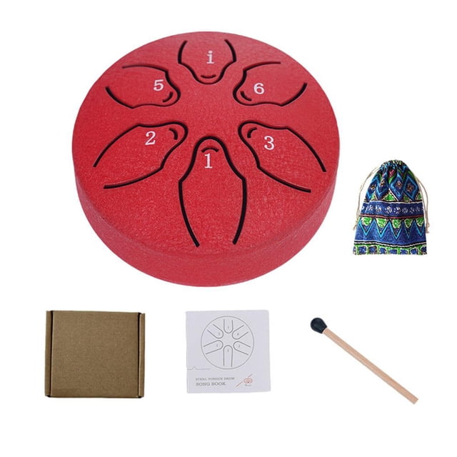 Steel Tongue Drum 3 Inch 6 Notes Hand Drums with Bag Sticks Music Book, Mini Rain Drum for Outside, Steel Tongue Drum Rain Chime Waterproof, Musical Instrument Gifts