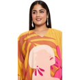 thumbnail image 2 of Oussum Robe Kaftan Longue Jaune à Fleurs en Polyester Grande Taille pour Femmes, 2 of 7