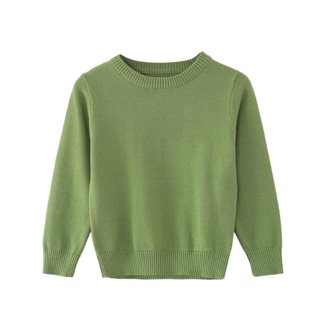 Chandail pour Enfants Tricoté à Col Rond, Chandail Uni Garçons Filles