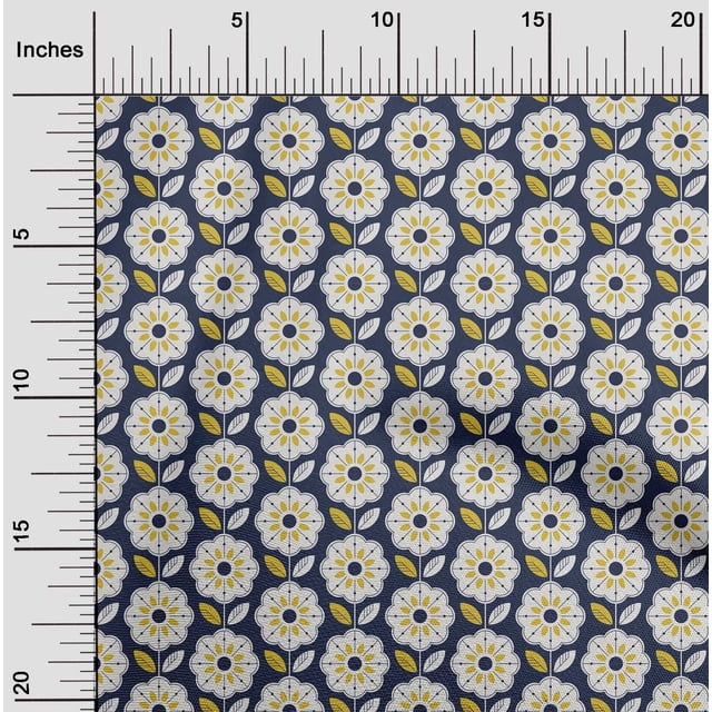 oneOone Cotton Cambric Royal Blue Fabric Florals Craft Projects Decor Fabric Printed By The Yard 42 Inch Wide