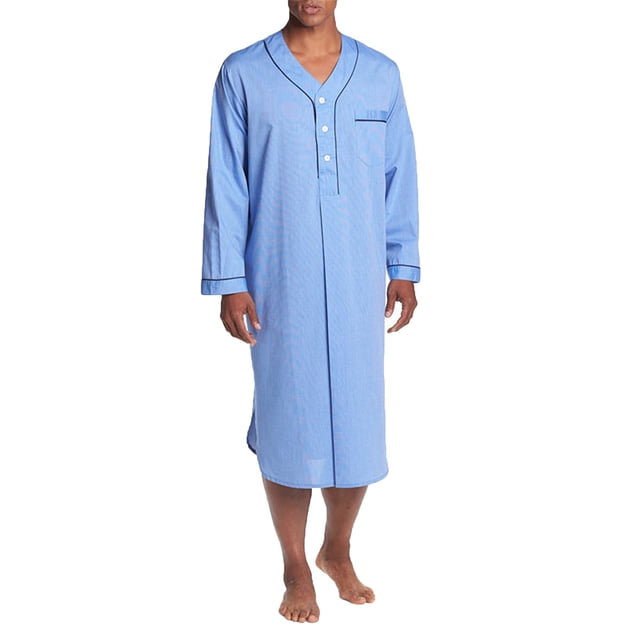 Pompotops Robe Musulmane pour Homme, Taille Moyenne, Manches Longues, Col Montant, Boutonnée, Tenue d'Intérieur, Confortable, Ample, Robe de Nuit, en Solde