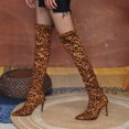 thumbnail image 1 of HKEJIAOI Cuissardes Chaussures pour Femmes à Lacets Talons Hauts Pointus Léopard Mode Bottes Hautes Résilientes, 1 of 4