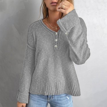 EGNMCR Cardigan Sweaters for Women, Sweaters for Women Women Casual Soild Long Sleeve Button Knit Pullover V-neck Sweater Coat Women Sweater