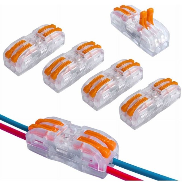 Jinsinto 10Pcs Ensemble de Connecteurs de Fil de Levier-Écrou Haut de Gamme, Connecteurs de Fil Compact Conducteurs Transparents Bilatéraux 4 Trous, Bornier de Ressort de Connecteur Compact, 40 * 13 Mm