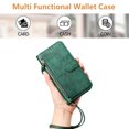 thumbnail image 5 of Case for Motorola Edge 50 Ultra Zipper Wallet Flip Cover with Card Holder, Photo Frame, Kickstand & Lanyard, PU Leather Green, 5 of 5