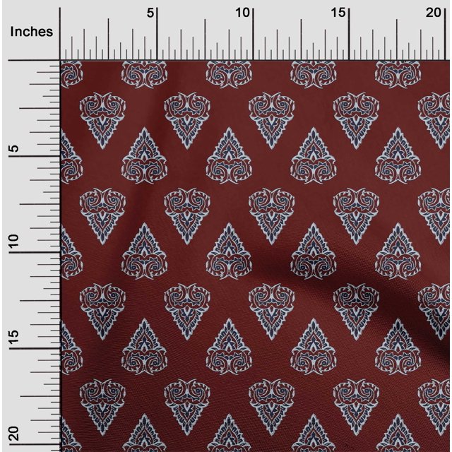 oneOone Cotton Poplin Fabric Leaves & Floral Block Printed Craft Fabric BTY 42 Inch Wide