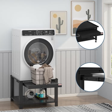 29" Laundry Pedestal with Pullout-Shelf, Pedestal Universal Fit Anti-Vibration Washing Machine Stand with Base Storage, 800 lbs Capacity, Black