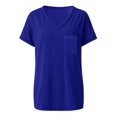 thumbnail image 3 of Birdeem T-Shirt Décontracté pour Femmes à Manches Courtes, Col en V, Uni, avec Poches, 3 of 5