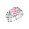 thumbnail image 3 of RYLOS Men's Rings Sterling Silver Designer Nugget Ring Oval 9X7MM Gemstone & Diamonds  Pink Ice October Birthstone Rings For Man Size 13, 3 of 7