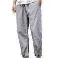 thumbnail image 2 of Men Fashion Summer Solid Casual Button Elastic Waist With Pocket Pants RXIRUCGD Gris, Taille: 2TG, 2 of 5