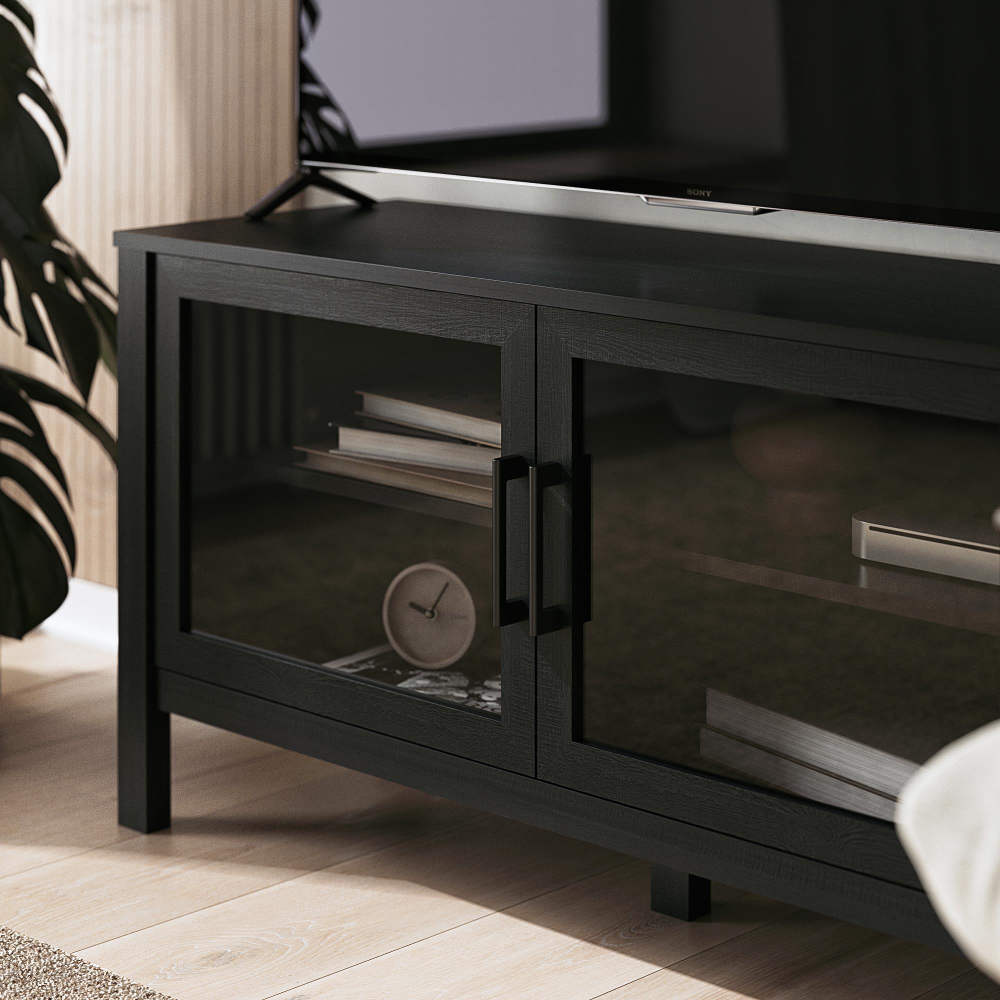 Meuble TV avec porte en verre Mainstays, Noir