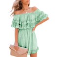 thumbnail image 1 of Women‘s Summer Off Shoulder Dress Pleated Flowy Neck Belt Printed Dress, 1 of 4