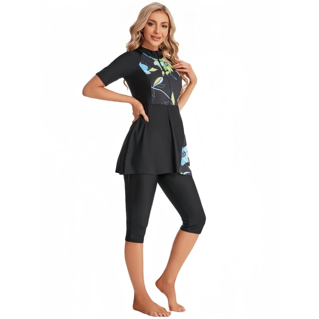 KXCFCYS Maillot de Bain Modeste à Manches Courtes Burkini Islamique Hijab pour Femmes