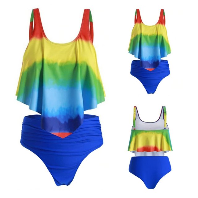 Sexy Swimsuits With SHort 2 Piece Swimwear Color Block Bathing Suits For Women