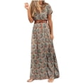 thumbnail image 2 of Mefallenssiah Robe Décontractée à Manches Courtes Imprimée, Col en V et Ceinture pour Femmes, 2 of 5