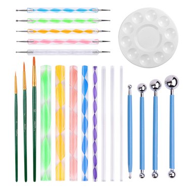 Ensemble de 25 Pcs d'Outils de Pointillage, Ensemble Créatif Assorti de Peinture sur Pierre, Trousse d'Outils Mandala