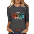 thumbnail image 2 of Chemises pour Femmes Habillées Décontractées, Chemises à Manches 3/4 pour Femmes, Tuniques à Manches Courtes Grande Taille pour Femmes, T-shirt à Manches 3/4 à Col Rond Imprimé Lettres Mode Décontractée pour Femmes, 2 of 5