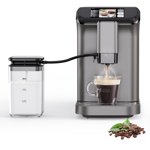 Fully Automatic Espresso Machine, Touchscreen Control Espresso Coffee Maker with 0.75l Milk Container & 1.5l Water Tank, Drip Coffee Maker, Built-in Stainless Steel Coffee Grinder, Grau Gold