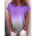 thumbnail image 5 of T-Shirt Femme Manches Courtes Col Rond Dégradé T-Shirt Décontracté T-Shirt Rond, Violet, G, 5 of 5