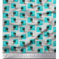thumbnail image 1 of Soimoi Green polyester Crepe Fabric Monitor & Bossy Girl Decor Fabric Printed Yard 52 Inch Wide, 1 of 3