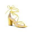 thumbnail image 1 of BLISSFUL STEP Women's Shoes Open Toe Lace Up Block Heel Strappy Heels Yellow 9, 1 of 8