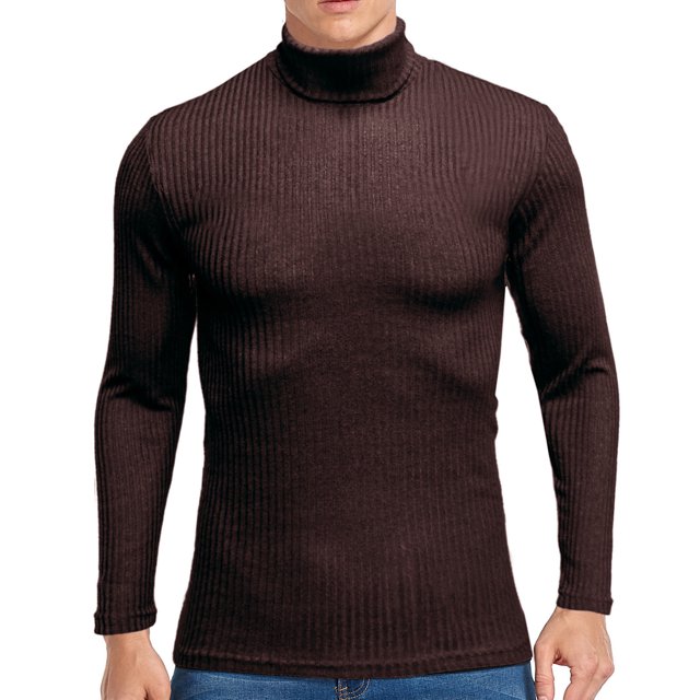 EGNMCR Pull Col Roulé pour Hommes, Pull Côtelé Tricoté Uni pour Hommes