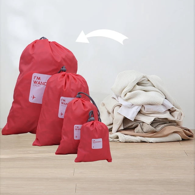 Vaidha Travel Drawstring Bag Set - 4 Items Great For Organizing Luggage And Packing Reasons