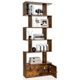 thumbnail image 1 of Costway Bibliothèque 1 Pce avec Armoire Étagère à Livres en S à 6 Niveaux Support de Rangement Brun Rustique, 1 of 10