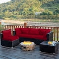 thumbnail image 1 of Costway 5PCS Patio Rattan Furniture Set Cushioned Sofa Chair Coffee Table Red, 1 of 9