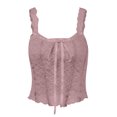 thumbnail image 5 of LSLJS Débardeurs à Bretelles Spaghetti pour Femmes Mode Femmes Camisoles Ajourées à Col Rond Gilet Dames Uni Ajusté Court Hauts, 5 of 5