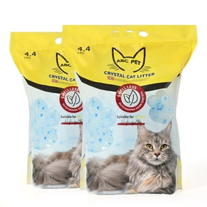 ABCPET Cat Litter Crystals No Cluping Odor Control Kitty Litter Non-Cluping Pas de scooping Faible poussière faible suivi Déshydrate les déchets - 8.6 Lbs (2 x 4.3 Boîtes)