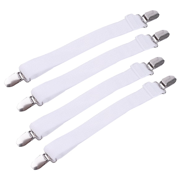 4pcs Multipurpose Bed Sheet Fasteners Adjustable Suspenders Gripper Elastic Strap with Clips for Bed Sheets Mattress Covers