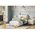 thumbnail image 2 of BeesClover Velvet Platform Bed with Storage Headboard and Bookcase, Upholstered Bed Frame for Kids and Girls, Quiet Design with Strong Wood Slats and Metal Legs, Easy Assembly, 2 of 7