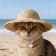 thumbnail image 1 of Pet Mini Sun Hat Straw Hat For Cats Dogs Sun Protection Breathable Adjustable Gentle Chin Strap For Small Pets Beach Trips Backyard Play Park Visits Photoshoots Birthdays Gifts For Pet Lovers, 1 of 7