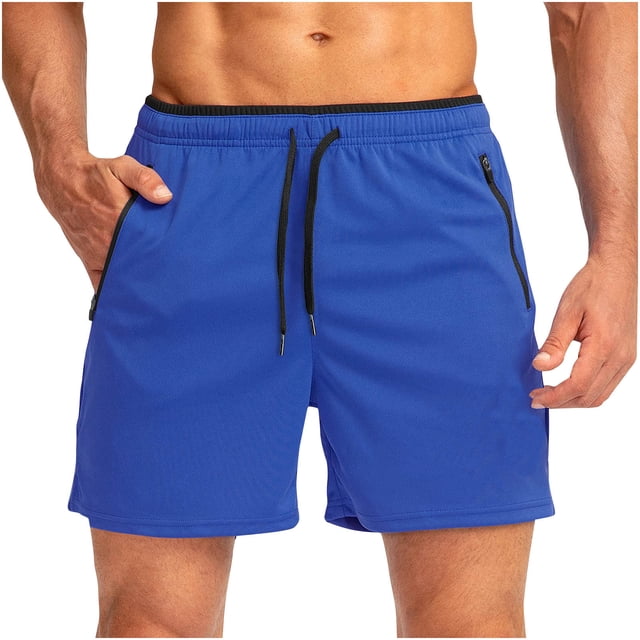 asjyhkr Mens Gym Shorts Zip Pockets Elastic Waist Drawstring Shorts Quick Drying Breathable Athletic Shorts